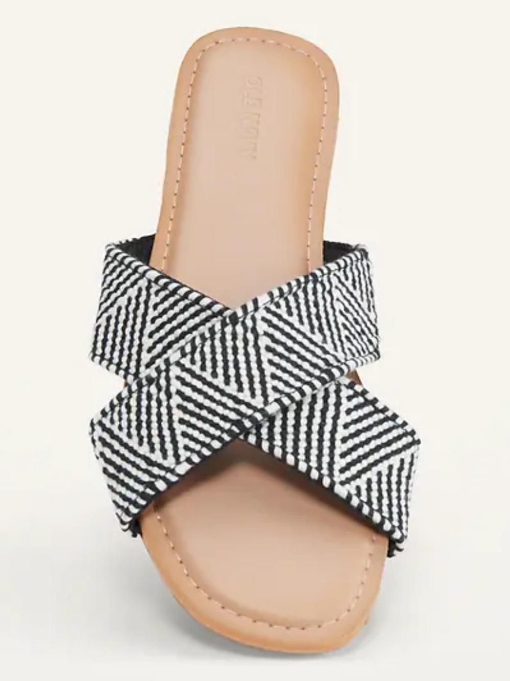 Old Navy - Woven Textured Crisscross Sandals, Shoes. Size 7. Black and white - Picture 1 of 11